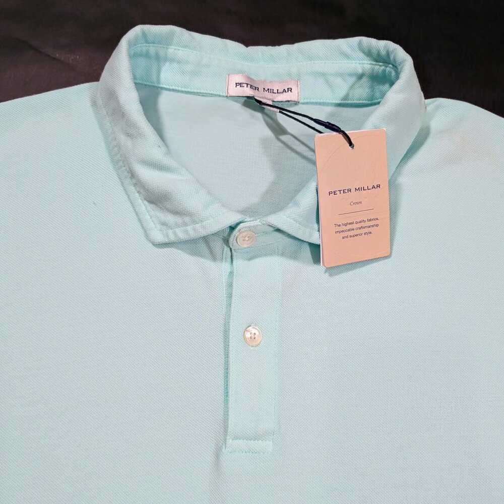 Peter Millar Crown Sport Men`s Cotton Stretch Golf Polo Shirt Size 2XL Mesh